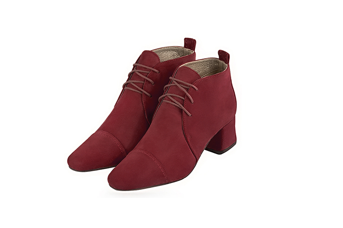 Burgundy red matching ankle boots and bag. View of ankle boots - Florence KOOIJMAN